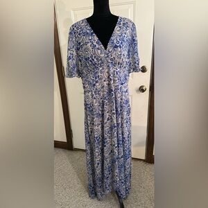 Tommy Hilfiger Blue and Cream Floral Maxi Dress size 18